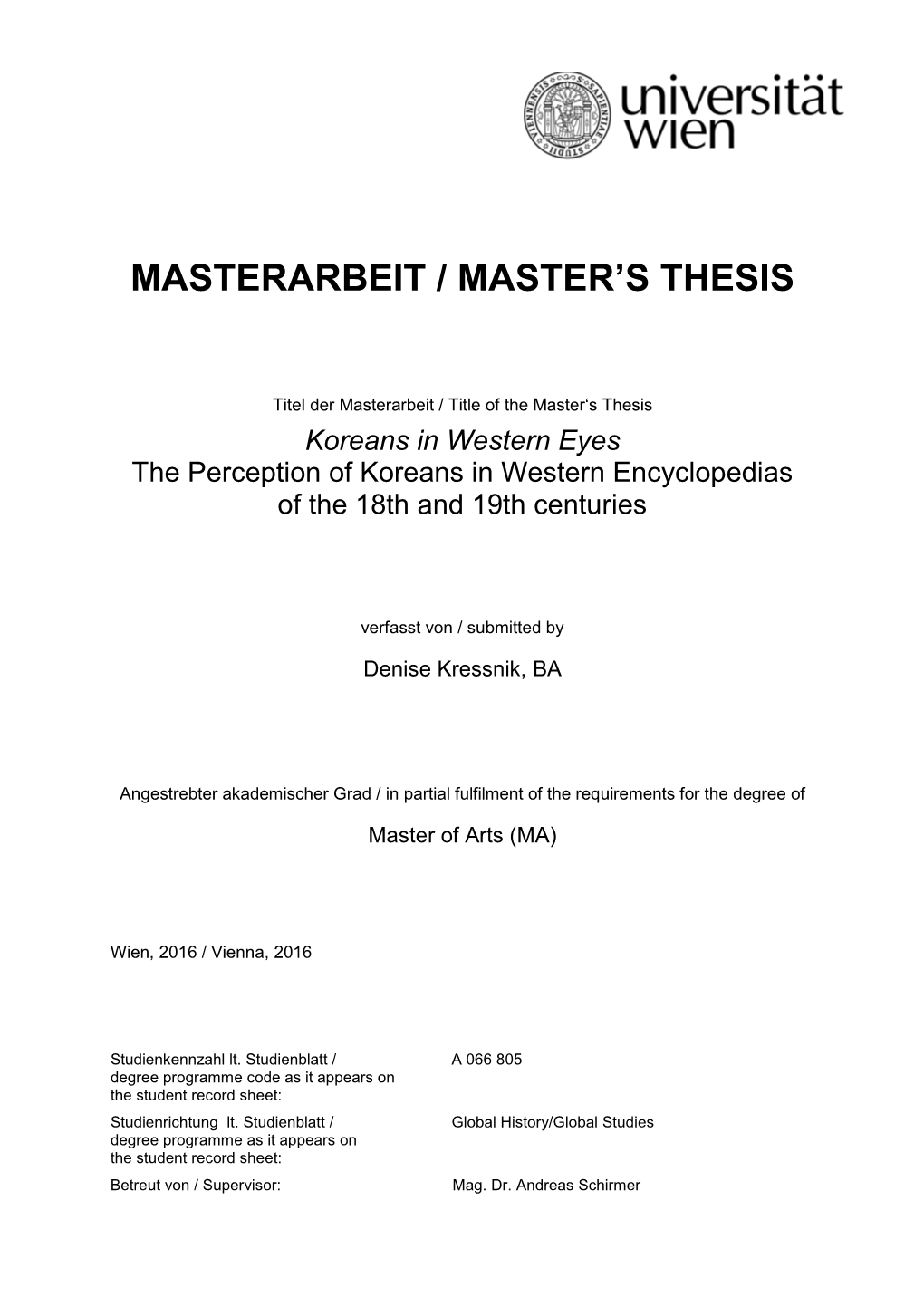 Masterarbeit / Master's Thesis