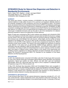 NYSEARCH Study for Natural Gas Dispersion and Detection in Residential Environments Noah L