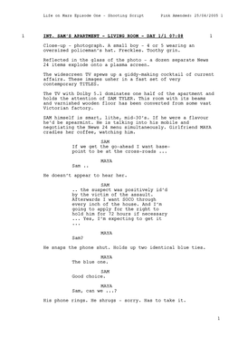 Life on Mars Episode One - Shooting Script Pink Amended: 25/04/2005 1