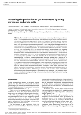 Increasing the Production of Gas Condensate by Using Ammonium Carbonate Salts