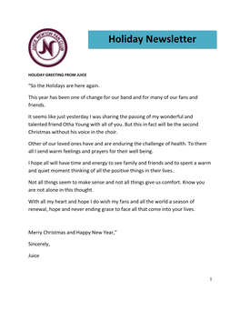 2010 Holiday Newsletter