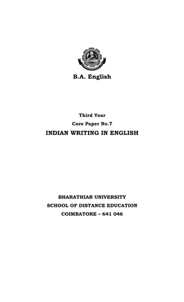 B.A. English INDIAN WRITING in ENGLISH