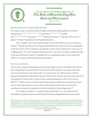 The Role of Breed in Dog Bite Risk and Prevention (May 15, 2014)