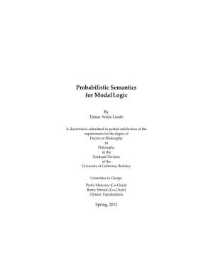 Probabilistic Semantics for Modal Logic