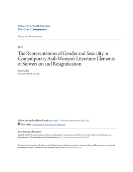 The Representations of Gender and Sexuality in Contemporary Arab Women’S Literature: Elements of Subversion and Resignification