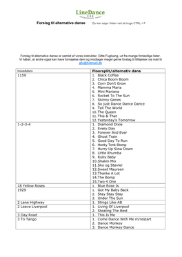Hoveddans Floorsplit/Alternativ Dans 1159 1. Black Coffee 2. Chica Boom Boom 3