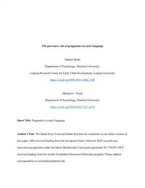 The Pervasive Role of Pragmatics in Early Language