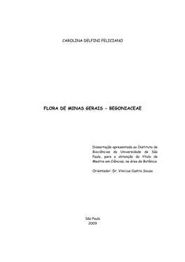 Flora De Minas Gerais - Begoniaceae