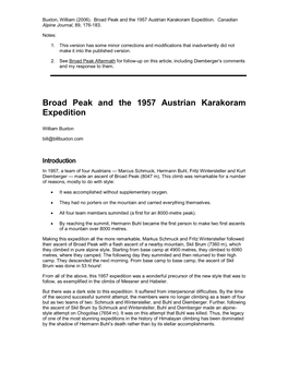 Broad Peak 1957: Austrian First Ascent