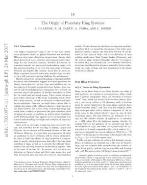 The Origin of Planetary Ring Systems S