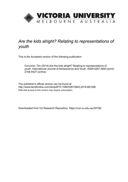 Are the Kids Alright? Relating to Representations of Youth