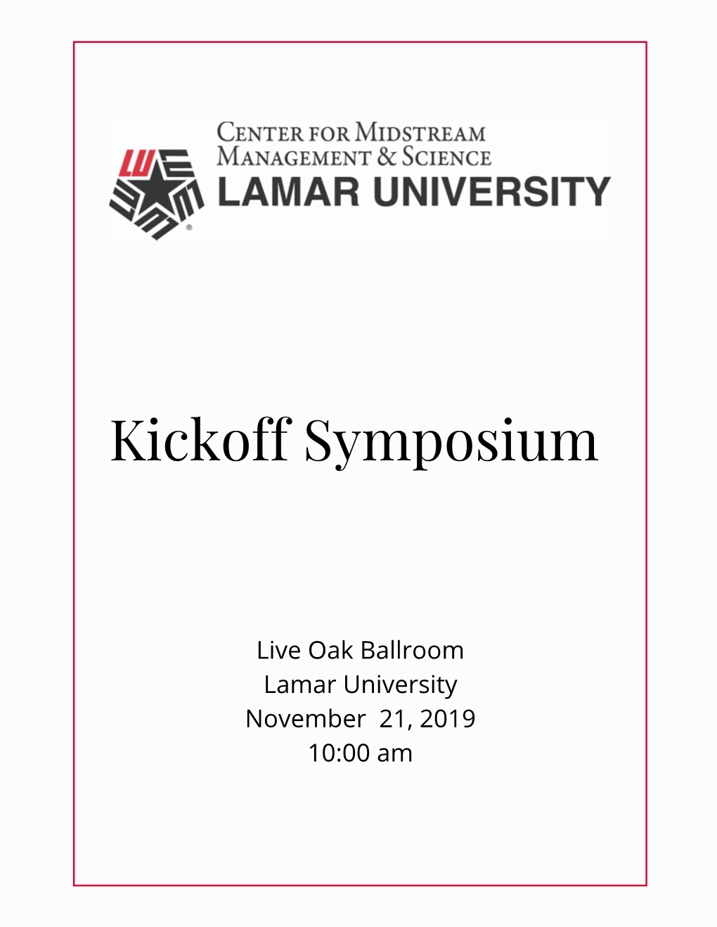 Kickoff Symposium Agenda Final