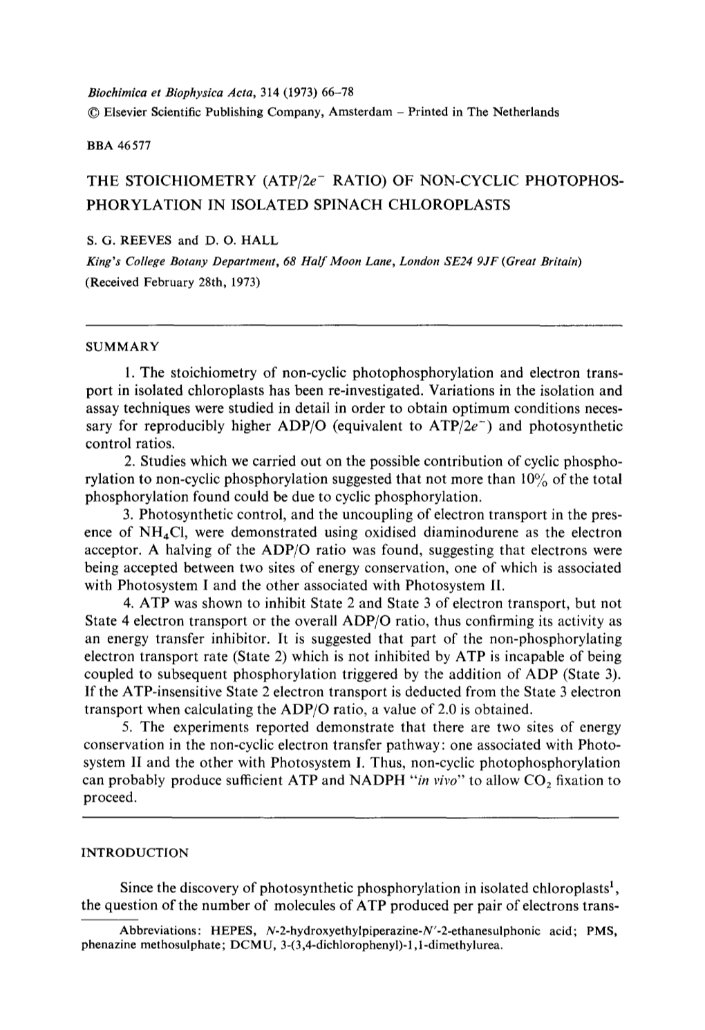 (ATP/2E- RATIO) of NON-CYCLIC PHOTOPHOS- PHORYLATION in ISOLATED SPINACH CHLOROPLASTS