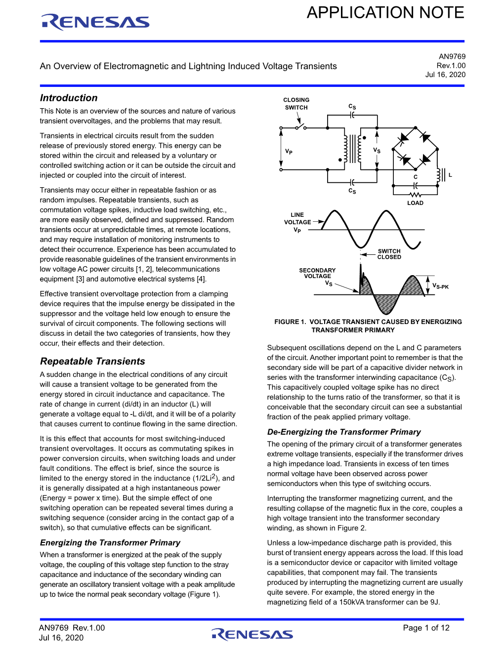 AN9769: an Overview of Electromagnetic and Lightning Induced Voltage Transients