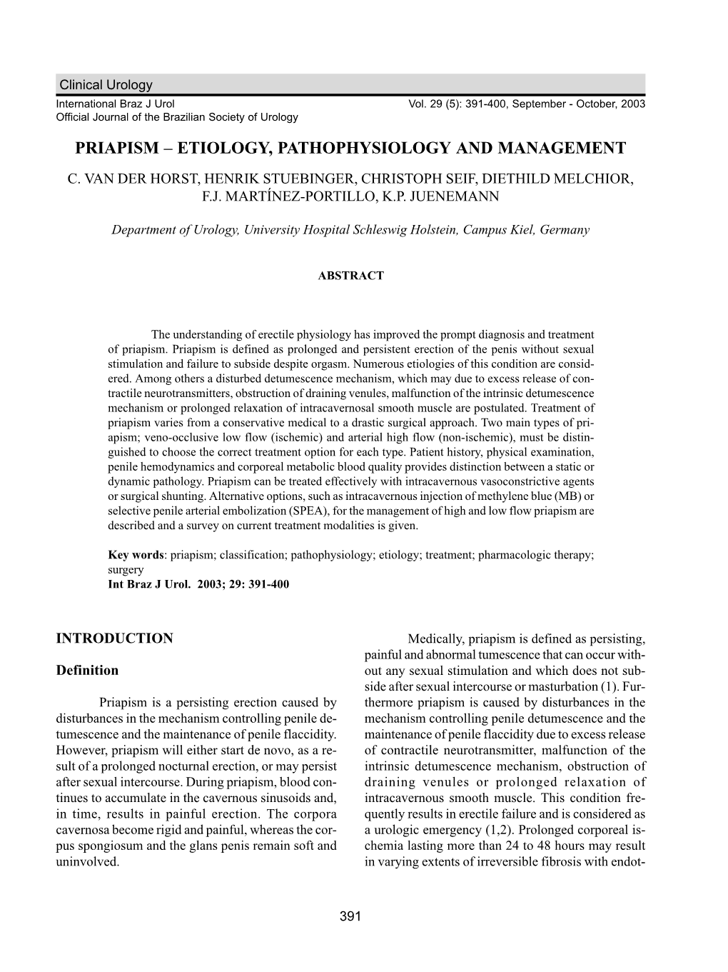 Priapism – Etiology, Pathophysiology and Management