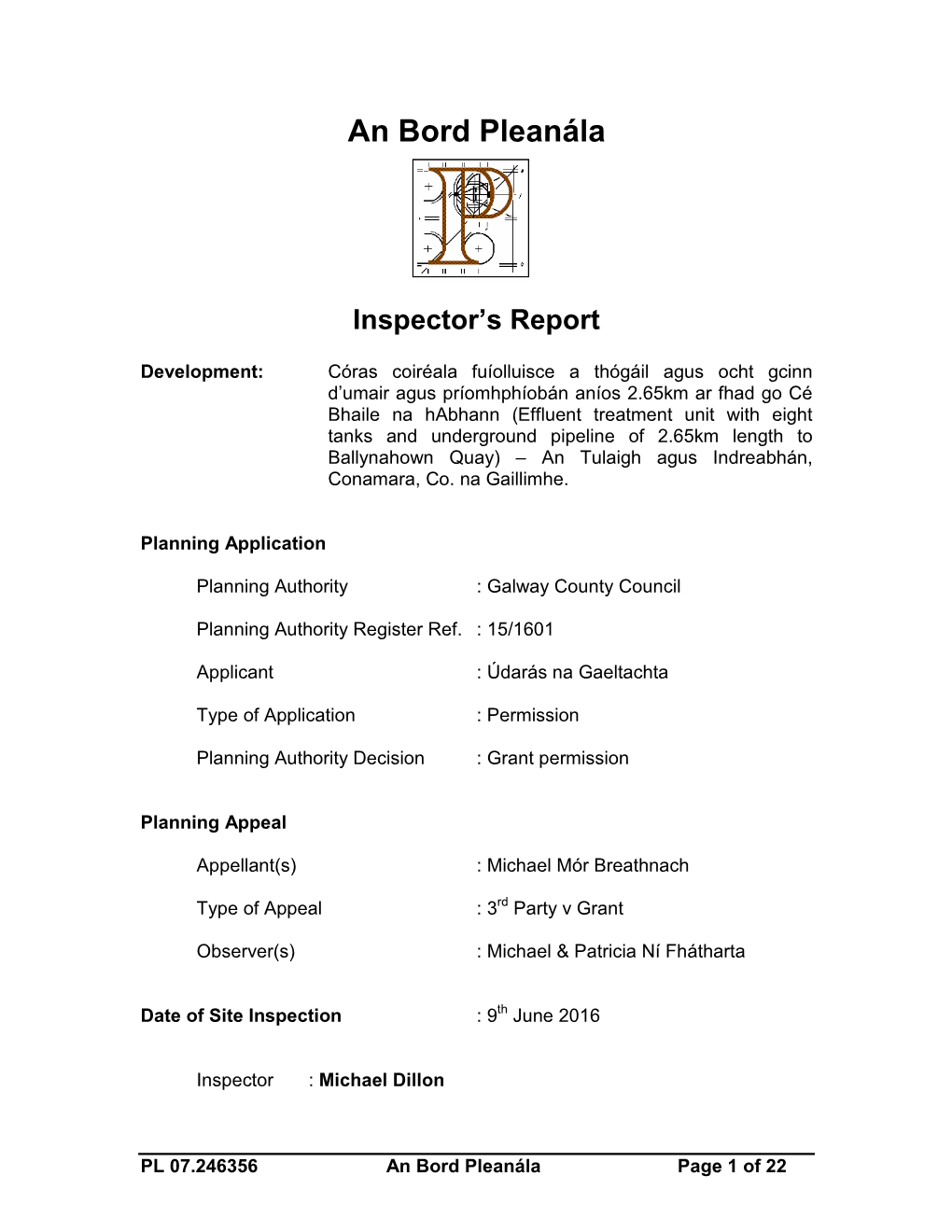 Inspectors Report