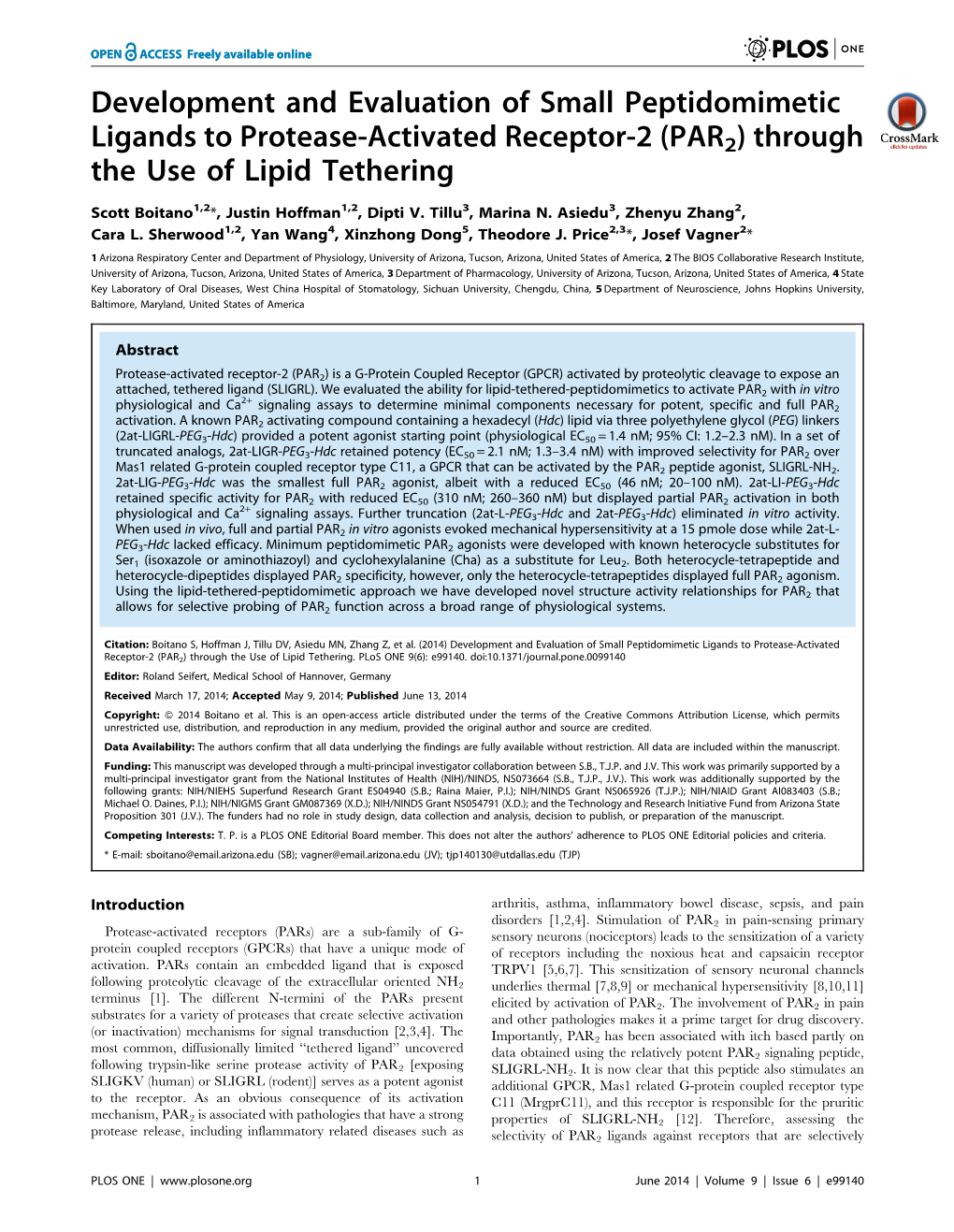 Development and Evaluation of Small Peptidomimetic Ligands to Protease-Activated Receptor-2 (PAR2) Through the Use of Lipid Tethering