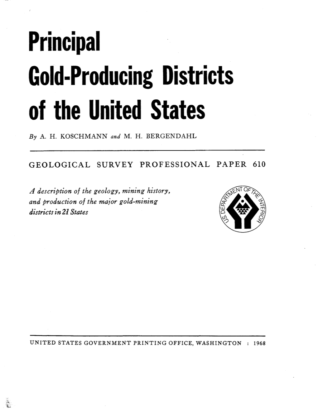 Gold-Producing Districts of the United States