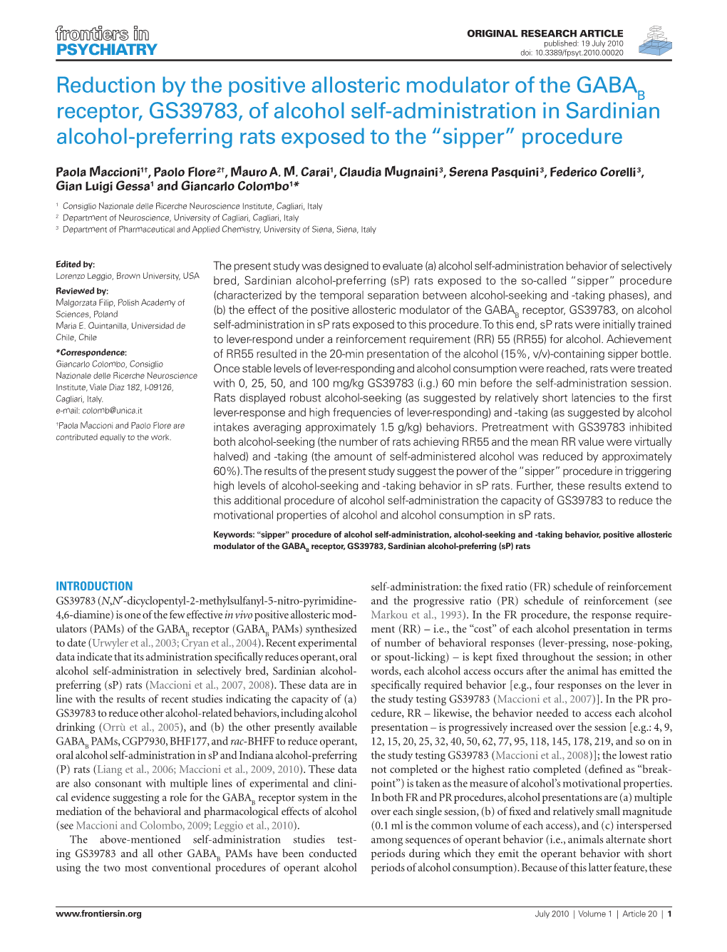 Reduction by the Positive Allosteric Modulator of the GABA Receptor