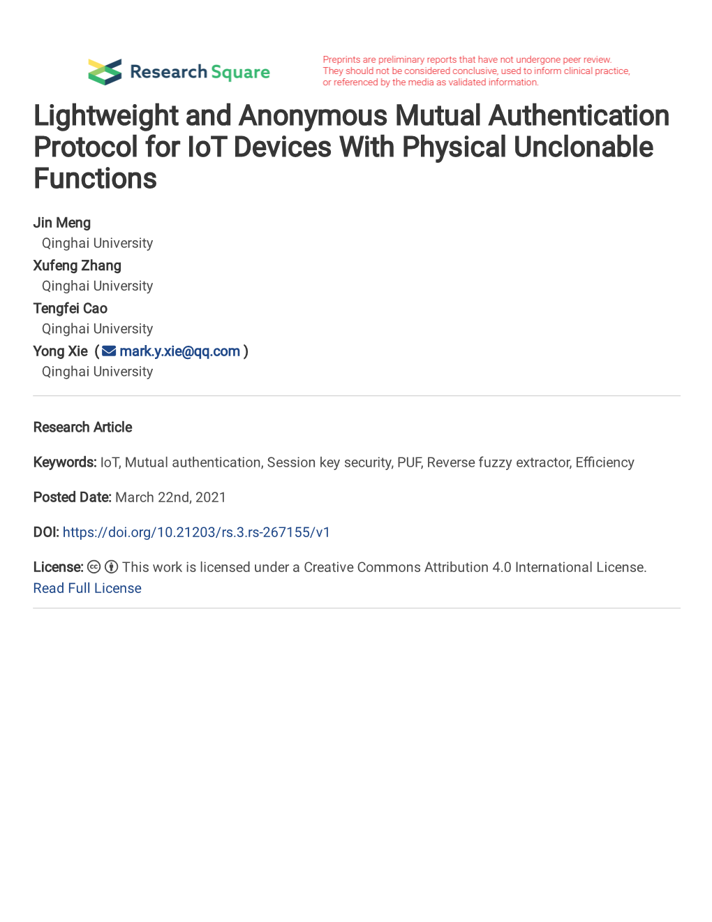 Lightweight and Anonymous Mutual Authentication Protocol for Iot Devices with Physical Unclonable Functions