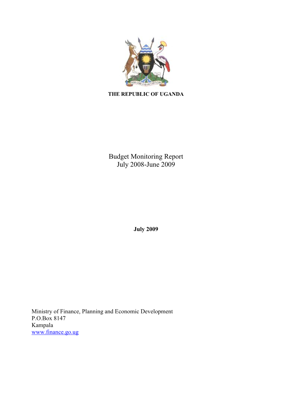 Budget Monitoring Report July 2008-June 2009