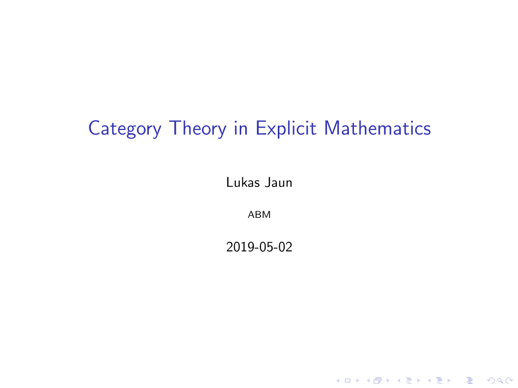 Category Theory in Explicit Mathematics