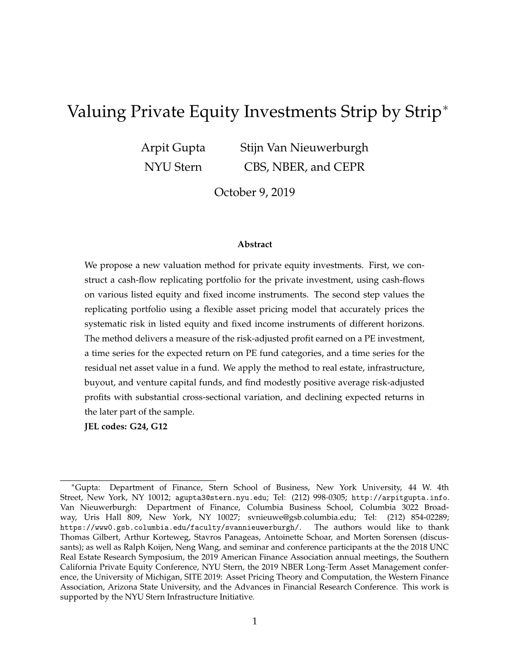 Valuing Private Equity Investments Strip by Strip∗