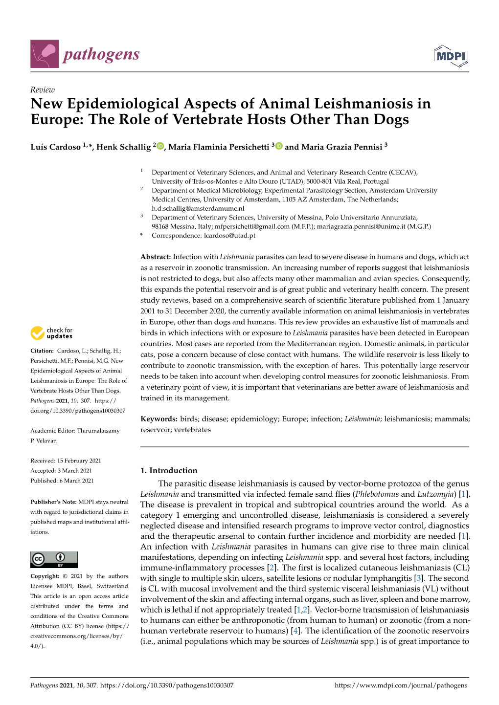 New Epidemiological Aspects of Animal Leishmaniosis in Europe: the Role of Vertebrate Hosts Other Than Dogs