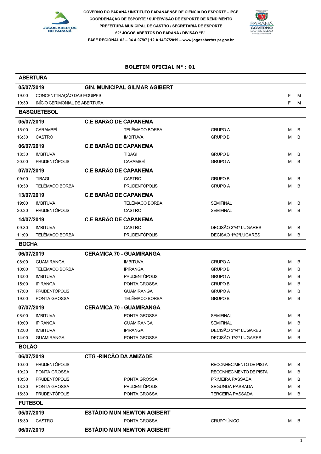 Boletim Oficial N° : 01