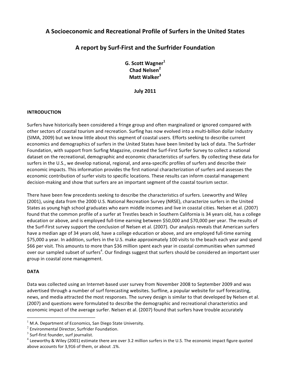 Socioeconomic and Recreational Profile of Surfers in the United States