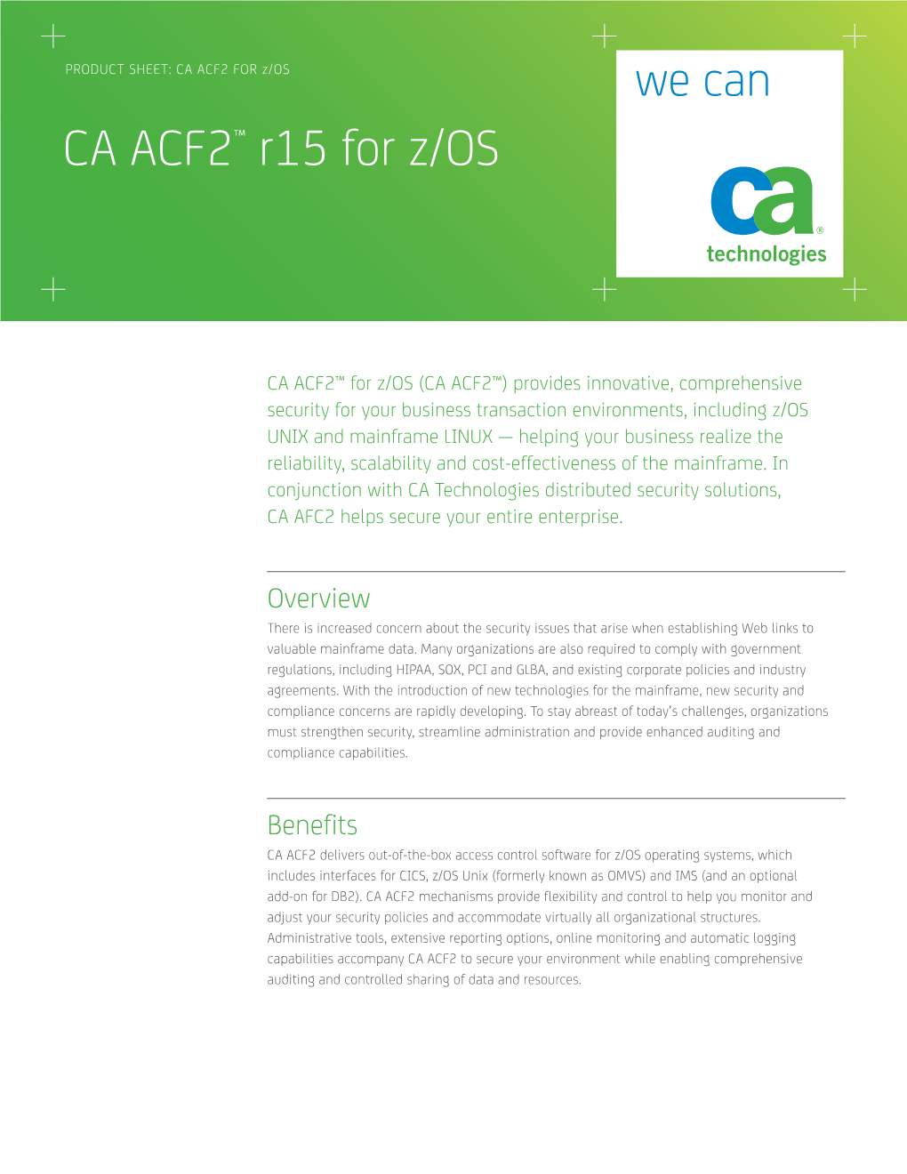 CA ACF2™ R15 for Z/OS