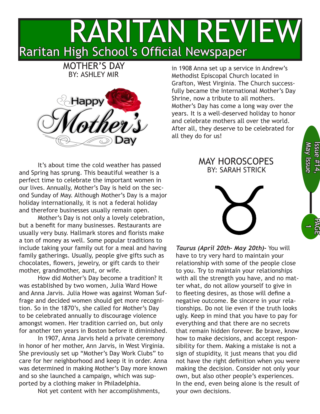 RARITAN REVIEW Raritan High School’S Official Newspaper