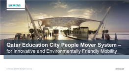 Qatar Education City People Mover System – for Innovative and Environmentally Friendly Mobility