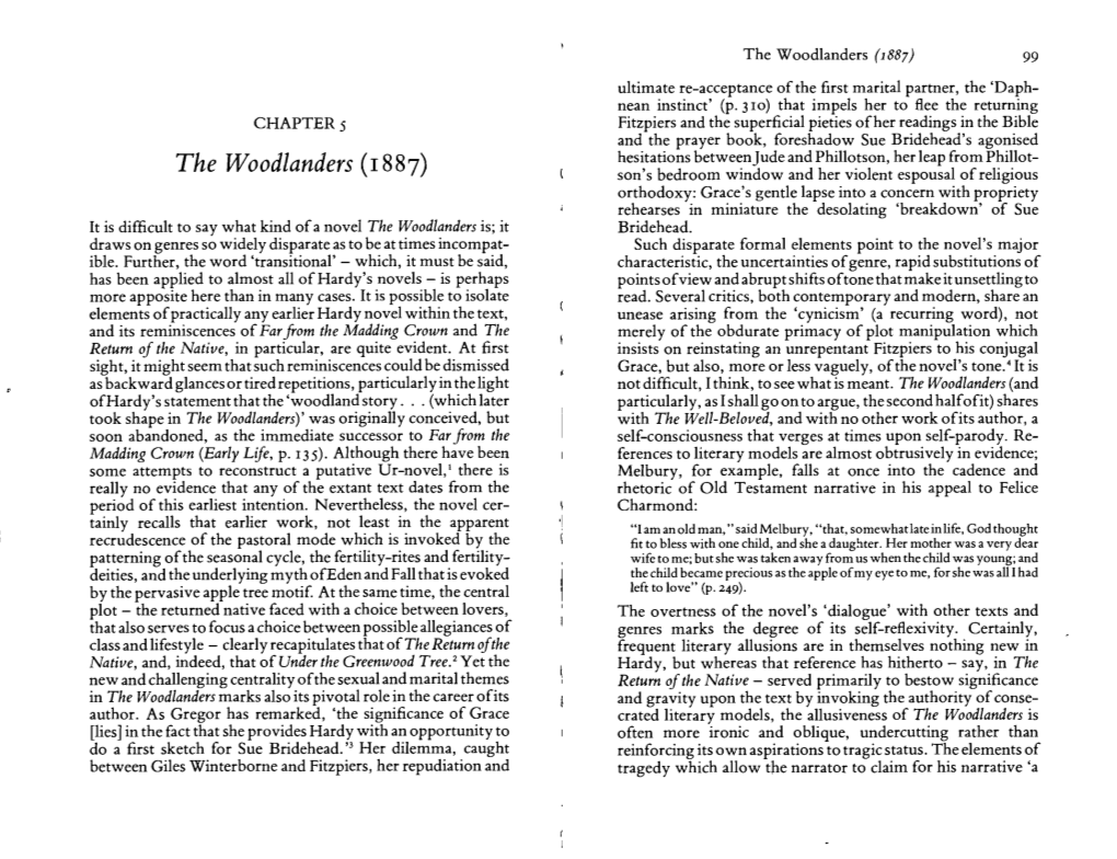 The Woodlanders (1887) 99 Ultimate Re-Acceptance Ofthe First Marital Partner, The'daph­ Nean Instinct' (P