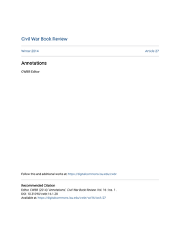 Civil War Book Review Annotations