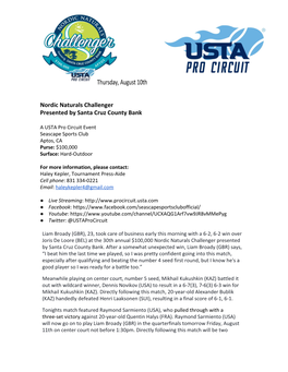 Nordic Naturals Challenger Presented by Santa Cruz County Bank