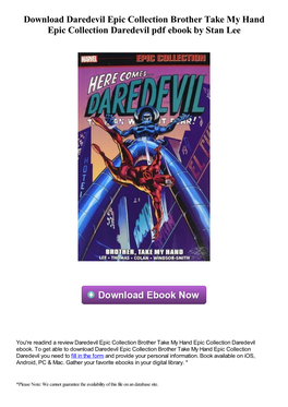 Download Daredevil Epic Collection Brother Take My Hand Epic Collection Daredevil Pdf Ebook by Stan Lee