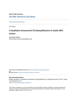 A Qualitative Assessment of Eating Behaviors in Adults with Autism