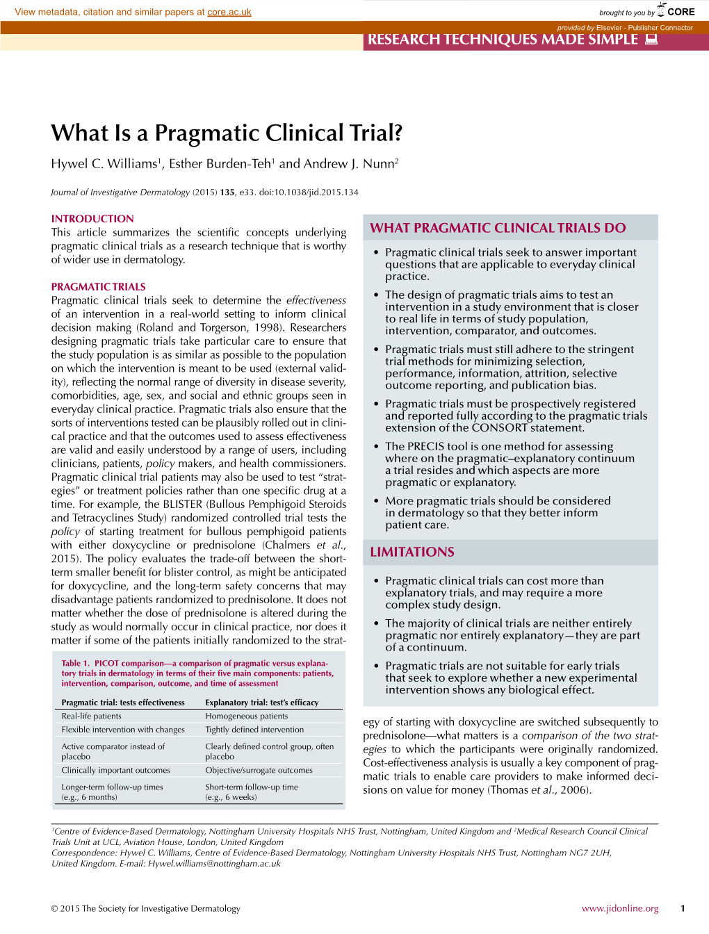 What Is a Pragmatic Clinical Trial? Hywel C