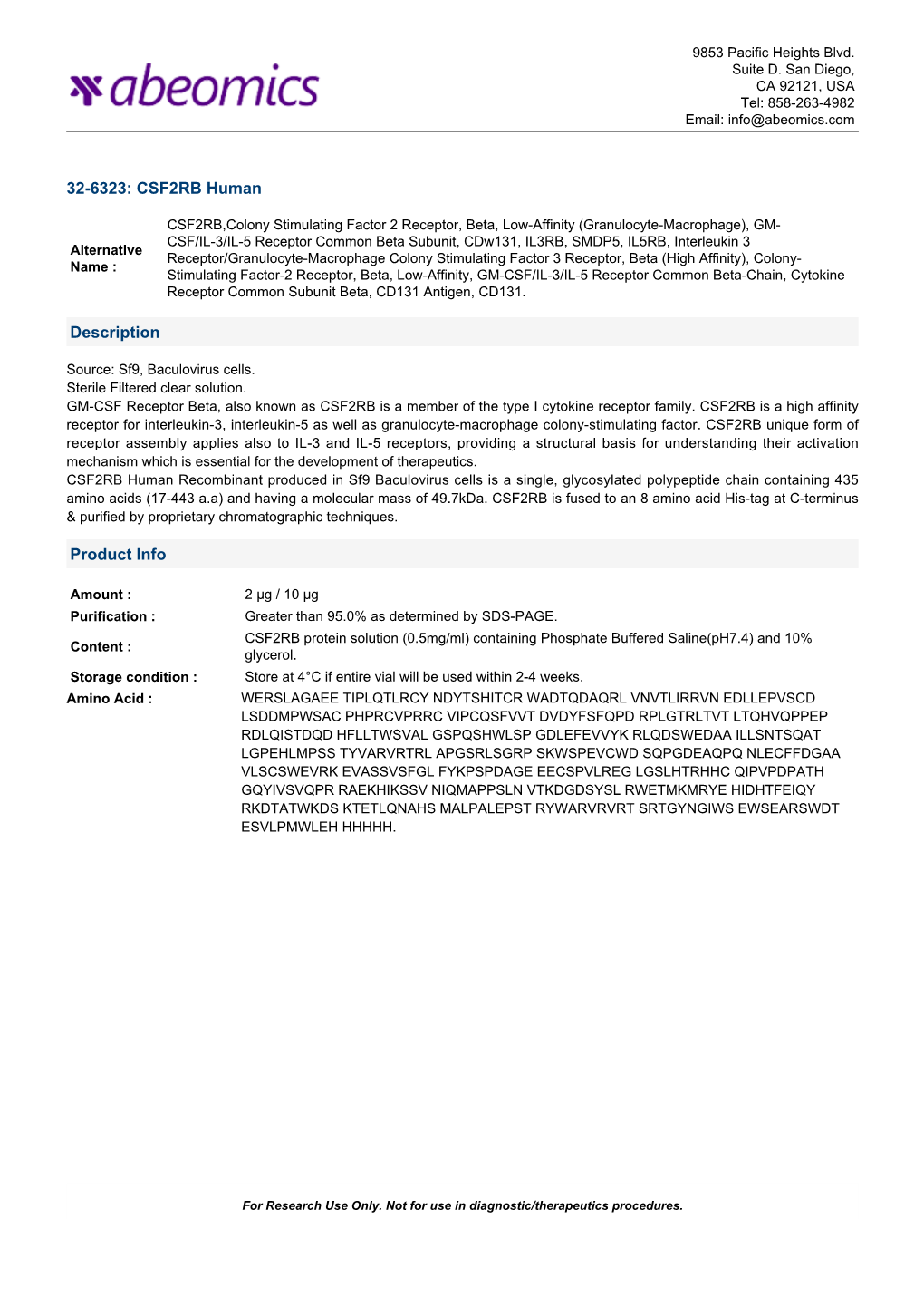 32-6323: CSF2RB Human Description Product Info