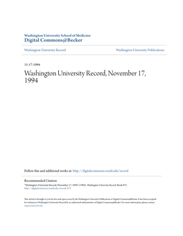 Washington University Record, November 17, 1994