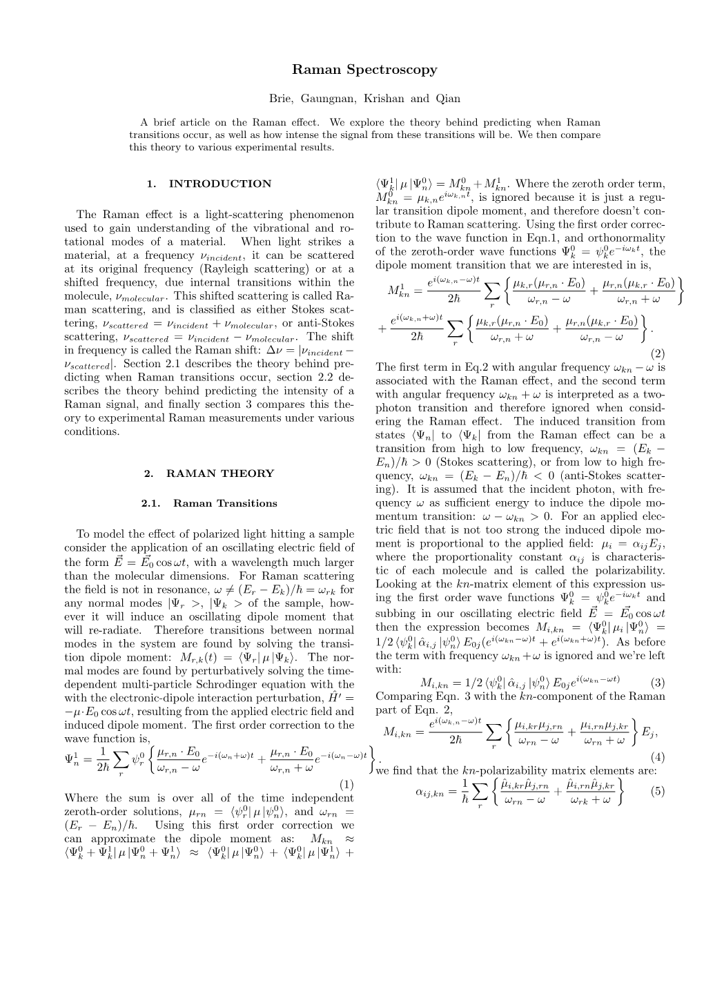 Raman Spectroscopy