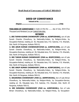 Deed of Conveyance of SARAT BHABAN