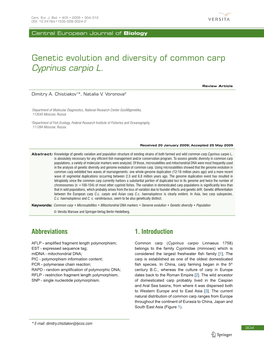 Genetic Evolution and Diversity of Common Carp Cyprinus Carpio L