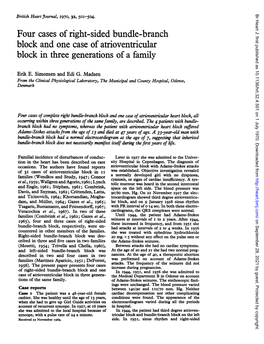 Four Cases of Right-Sided Bundle-Branch Block and One Case of Atrioventricular Block in Three Generations of a Family