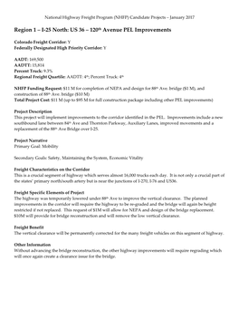 Region 1 – I-25 North: US 36 – 120Th Avenue PEL Improvements