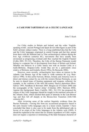 A Case for Tartessian As a Celtic Language