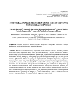 Structural Damage Prediction Under Seismic Sequence Using Neural Networks