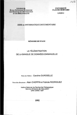 Télématisation De La Banque De Données Emmanuelle