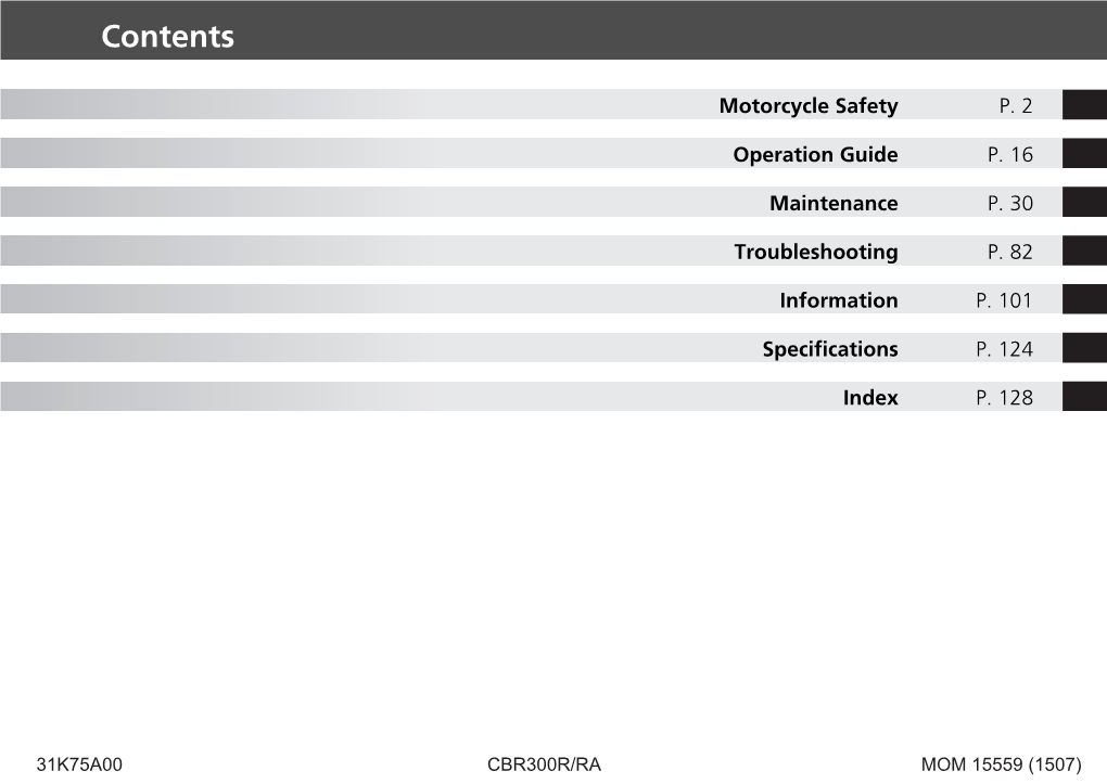 2016 CBR300R/RA Owner's Manual